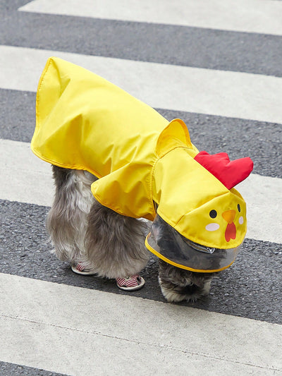 Adorable Chicken Design Hooded Pet Raincoat for Dogs and Cats