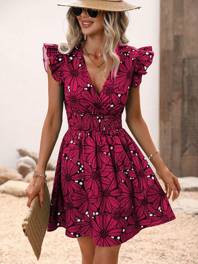 Floral Print Butterfly Sleeve Dress - Embrace Your Inner Goddess