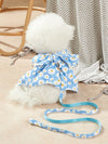 Springtime Style: Flower Print Dogs Dress with Leash for Outdoor Adventures