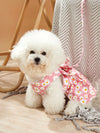 Springtime Style: Flower Print Dogs Dress with Leash for Outdoor Adventures