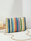 Rainbow Dreams: Striped Pattern Flap Straw Bag for Your Vacation Getaway