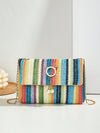 Rainbow Dreams: Striped Pattern Flap Straw Bag for Your Vacation Getaway