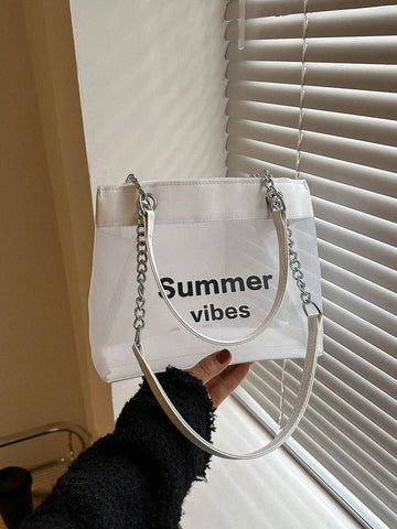This transparent tote bag is the ultimate lightweight handbag for fashionable women. With a chic and trendy design, it is both stylish and practical. Made from lightweight material, it is perfect for carrying all your daily essentials with ease. Stand out and stay organized with this must-have accessory.