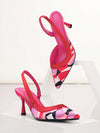 Party-Ready: Women's Printed Kitten Heel Sandals with Color Block Design