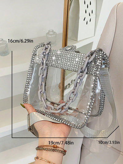 Crystal Clear Rhinestone Chain Bag: Chic and Stylish Mini Crossbody