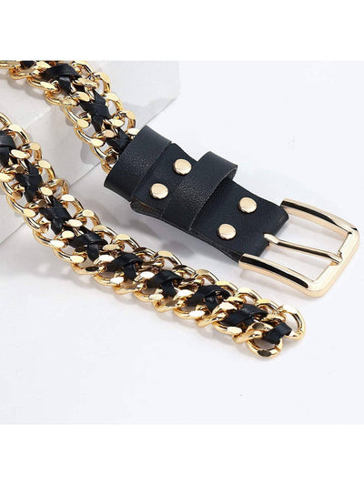 Chic Braided Detail Square Buckle Belt – Perfect for Daily Wear and Halloween Style