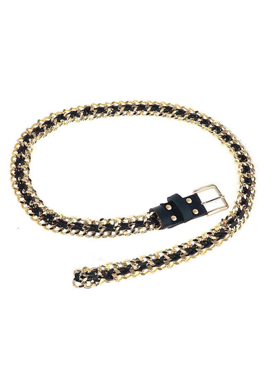 Chic Braided Detail Square Buckle Belt – Perfect for Daily Wear and Halloween Style