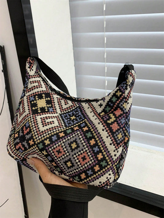 Elevate your bohemian style with our Vintage Geometric Hobo Bag. With its unique geometric design, this bag is not only a fashion accessory but also a statement piece. Made for women who want to add a touch of vintage charm to their look, this bag is the perfect addition to any outfit.