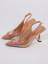 Sparkling Starlet: Holographic Rhinestone Slingback Pumps