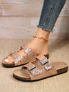 Sparkle in Style: Glitter Double Buckle Footbed Sandals for Women