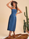 Chic and Sleek: Solid Slit Back Tube Denim Dress