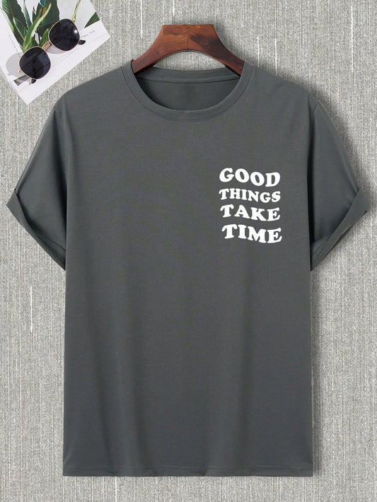 A Stylish Statement Piece with Men's Floral Slogan Graphic Tshirt