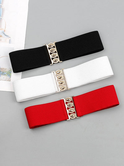 3-Piece Metal Buckle Wide Waist Belt Set: The Perfect Cinch for Dresses