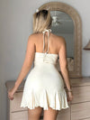 Elegant & Stylish Summer Essential with Solid Lace Trim Halter Dress