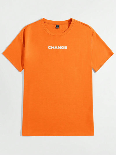 Men's "Change" Letter Graphic Tshirt: Elevate Your Street Style