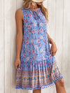 Women's Floral Print Dress: Knotted Collar Elegance