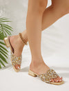 Rhinestone Refresh: Lychee Green Chunky Heel Slide Sandals