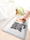 Cozy Cartoon Cat Flannel Bath Mat - Soft, Water-Absorbing & Non-Slip for Your Bathroom