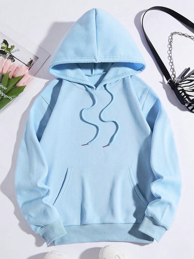 Cozy Comfort: Slogan Graphic Drawstring Thermal Hoodie