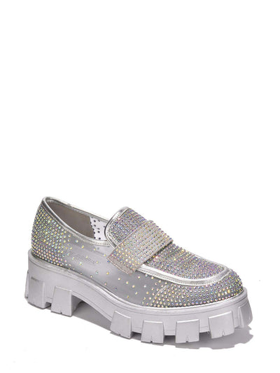 Sparkling Mesh Rhinestone Flats - Abbe Round Toe Lug Delight