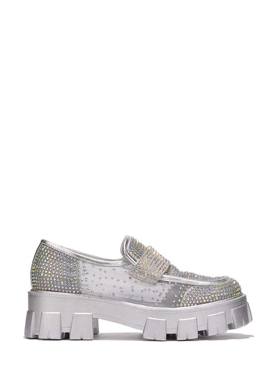 Sparkling Mesh Rhinestone Flats - Abbe Round Toe Lug Delight