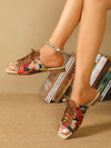 Floral Fantasy: Lace-up Front Slide Sandals for Fashion-forward Women