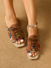 Floral Fantasy: Lace-up Front Slide Sandals for Fashion-forward Women