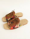 Floral Fantasy: Lace-up Front Slide Sandals for Fashion-forward Women