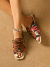 Floral Fantasy: Lace-up Front Slide Sandals for Fashion-forward Women