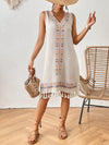 Chic Boho Summer Dress with Geo Print and Tassel Hem