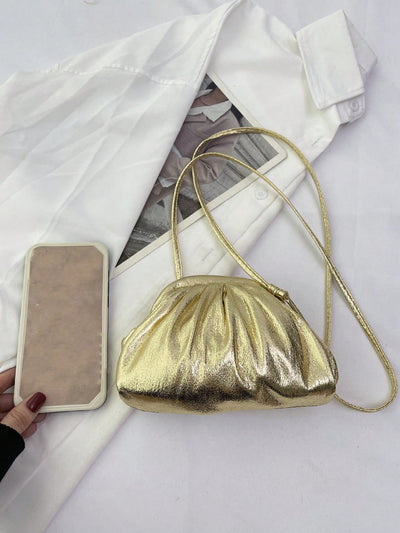 Golden Metallic Mini Ruched Bag: The Ultimate Funky Punk Street Wear Accessory