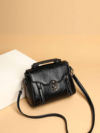 Vintage Chic: Retro Metal Flip Lock Handbag for Versatile Style