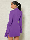 Elegance Redefined: Lapel Collar Ruched Split Hem Dress