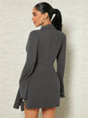 Elegance Redefined: Lapel Collar Ruched Split Hem Dress