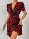 Wild Elegance: Leopard Print Puff Sleeve Dress