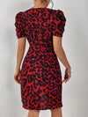 Wild Elegance: Leopard Print Puff Sleeve Dress