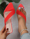 Two-Tone Cross Strap Chunky Heeled Fabric Sandals - Stylish Mule Sandals for Women