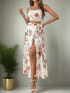 Chic Floral Wrap Cami & Side Knot Skirt Set - Perfect for Summer Days!