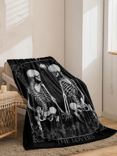 Vintage Style Skeleton Pattern Knitted Blanket for Home - Stay Warm in Style!