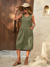 Double the Chic: Solid Dual Pocket Curved Hem Tank Dress