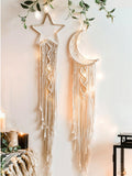 Elevate your space with our Divine Dreams: Moon and Star Tassel Wall Hanging Set. Crafted with precision and detail, this set adds a touch of celestial charm to any room. The intricately designed moon and star tassels create a serene atmosphere while infusing a sense of wonder and enchantment.