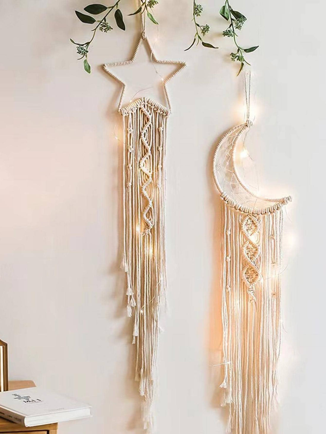 Elevate your space with our Divine Dreams: Moon and Star Tassel Wall Hanging Set. Crafted with precision and detail, this set adds a touch of celestial charm to any room. The intricately designed moon and star tassels create a serene atmosphere while infusing a sense of wonder and enchantment.