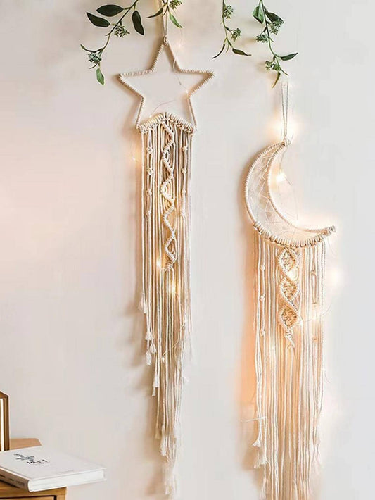 Divine Dreams: Moon and Star Tassel Wall Hanging Set