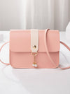 Chic Color Block Crossbody Bag with Pearl Pendant – Perfect Mini Bag for On-the-Go Style