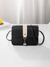 Chic Color Block Crossbody Bag with Pearl Pendant – Perfect Mini Bag for On-the-Go Style