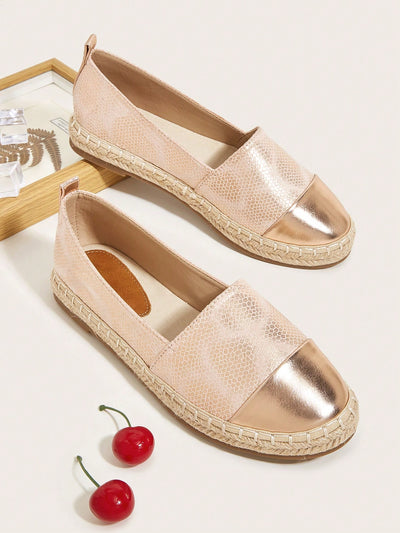 Discover the perfect combination of style and comfort with our Chic and Comfortable Metallic Detail Espadrille <a href="https://canaryhouze.com/collections/women-canvas-shoes?sort_by=created-descending" target="_blank" rel="noopener">Flats</a>. These flats feature a trendy metallic detail, elevated espadrille design, and plush cushioned sole for all-day wear on your next vacation adventure. Elevate your shoe game and stay comfortable while exploring your destination.