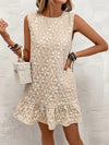 Shimmering Moonlight: Jacquard Ruffle Hem Smock Dress