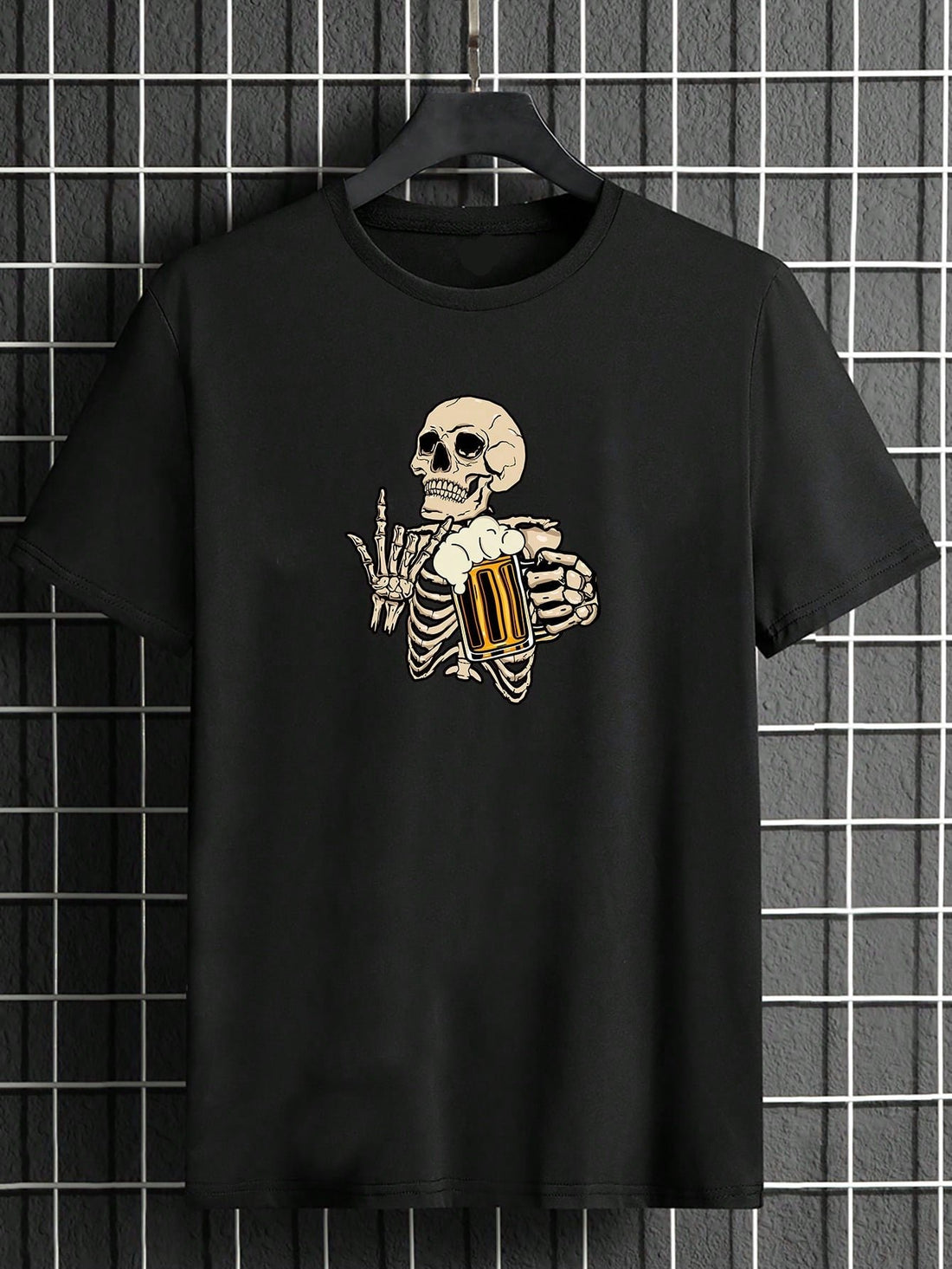 Elevate your style with our spooky skeleton print t-shirt for men. Made with high-quality cotton, this statement piece is perfect for any occasion. The striking design adds a touch of intrigue and creativity to your wardrobe. Embrace your inner expert with this bold and unique addition.