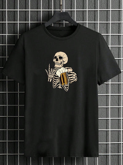 A Spooky Style Statement with Cotton Skeleton Print Tshirt for Men