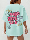 Summer Vibes: Graffiti Slogan Graphic Tee for Easy, Trendy Style